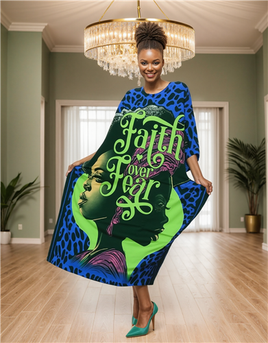 NF 1626C Faith Over Fear Print Kaftan