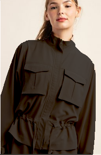 Rae Mode J3110PL Long Sleeve Plus Size Crinkle Jacket