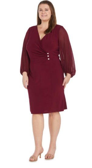 RM Richards 1646W Rhinestone Blouson Sleeve Dress