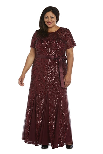 R&M Richards 1875W Sequin Embellished Sheer Panel PlusSize Dress