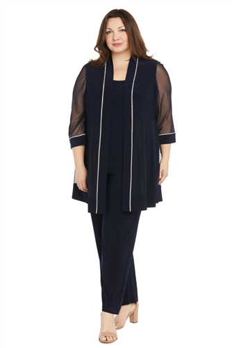 RM Richards 3024W PlusSize Mesh 2pc Pant Set with Necklace