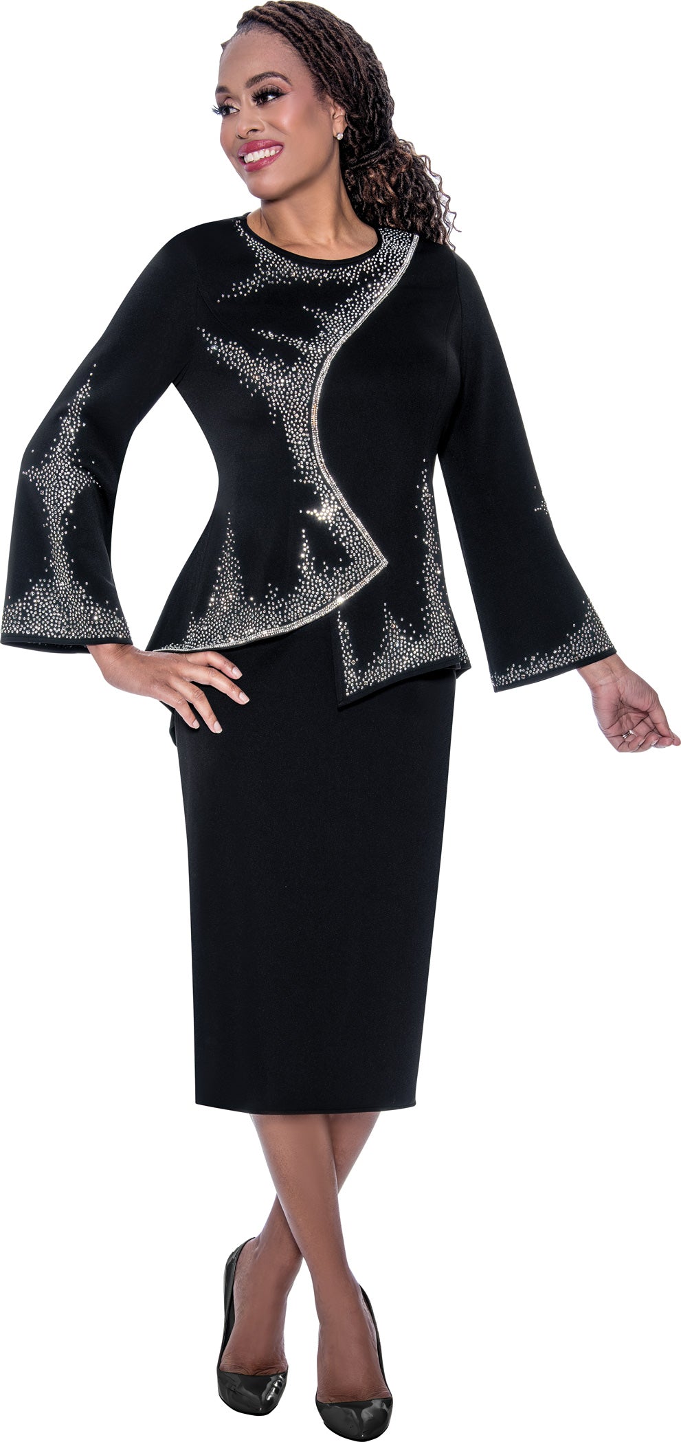 Stellar Looks 600202 Asymetrical Embellished Crystal Skirt Set