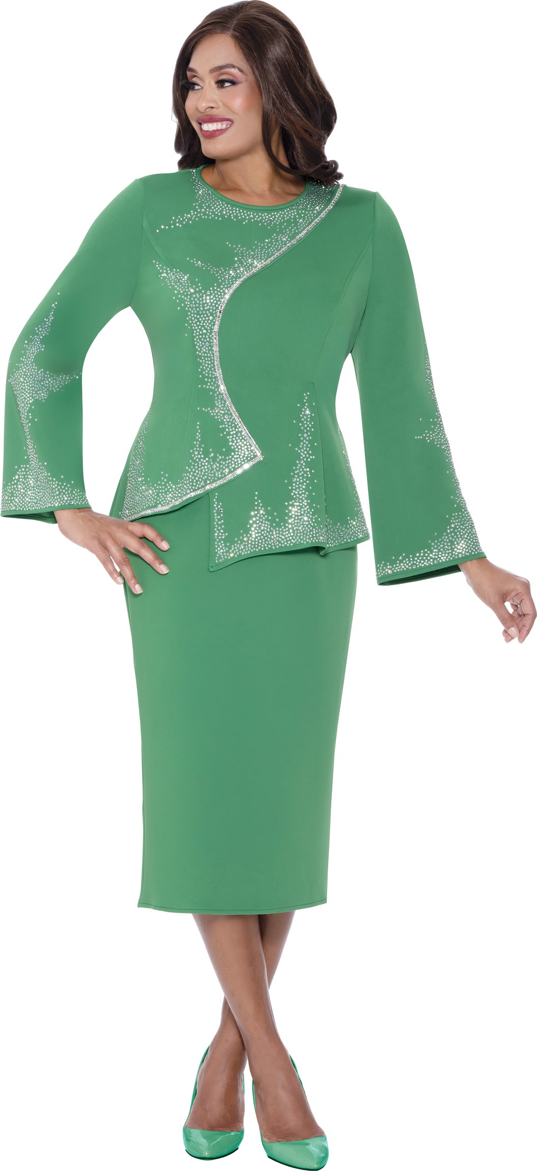 Stellar Looks 600202 Asymetrical Embellished Crystal Skirt Set