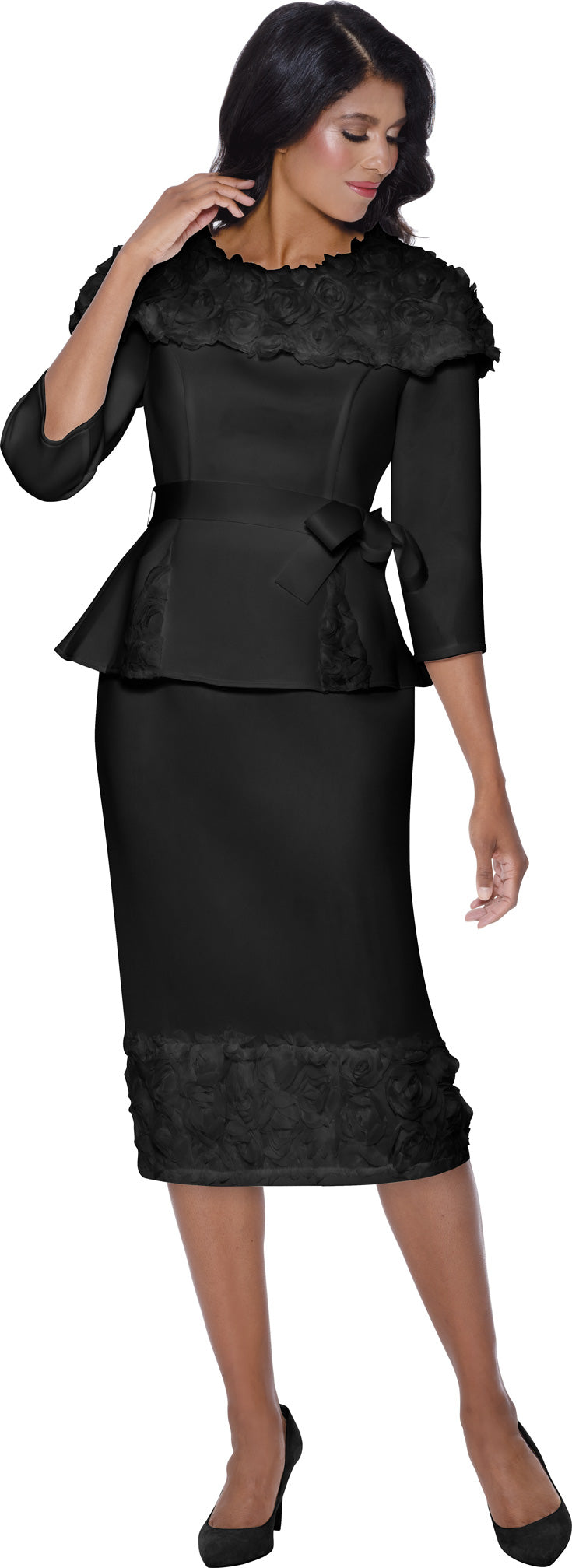 Stellar Looks 600522W Plus Size Ruffle Portrait Skirt Set