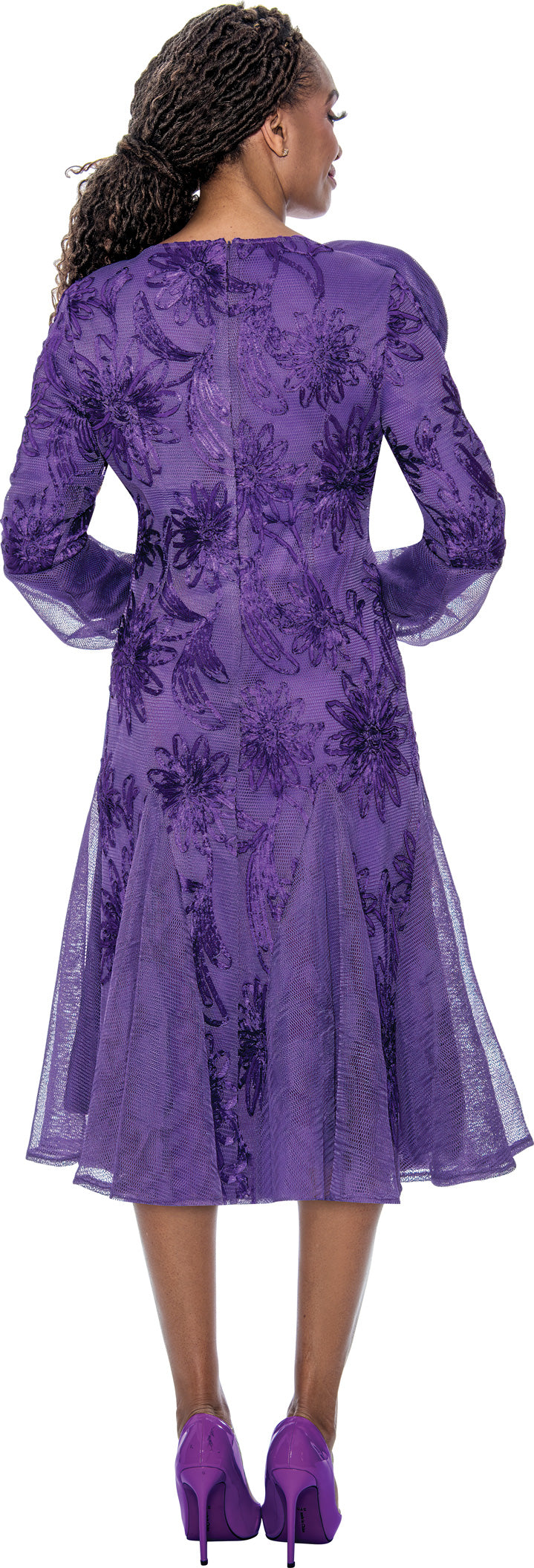 Stellar Looks 600351W Plus Size  Embellished Mesh Dress