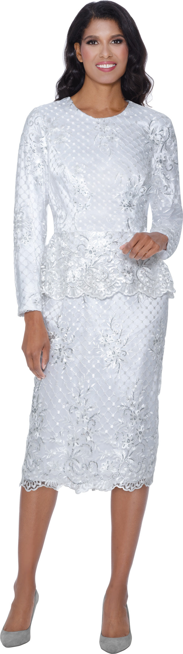 Stellar Looks 600431W Plus Size Lace Peplum Dress