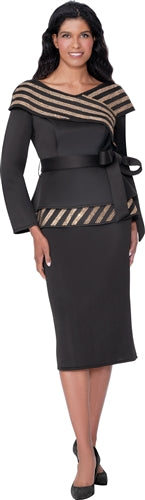 Stellar Looks 600672 Crystal Trim Skirt Set