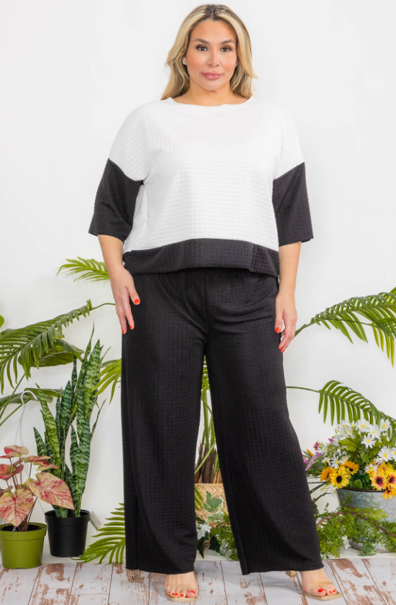 Karen T 9556 2pc Color Block Pant Set