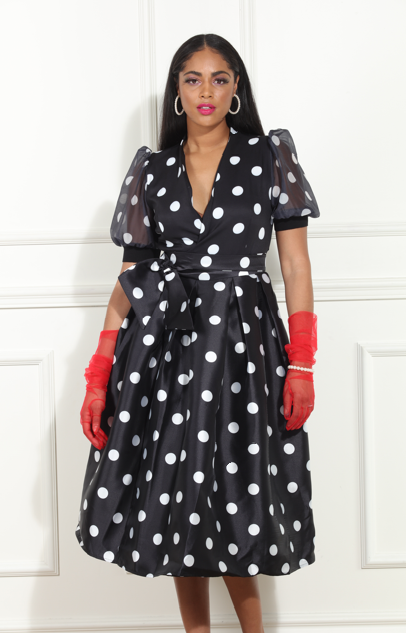 Luxe Moda LM453 Dot Wrap Dress