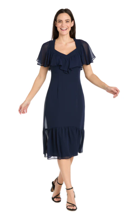 R&M Richards 4054 Midi Chiffon Dress