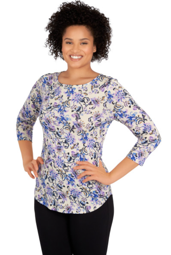 Emaline 78670 Long Sleeve Scoop Neck Summer Blouse