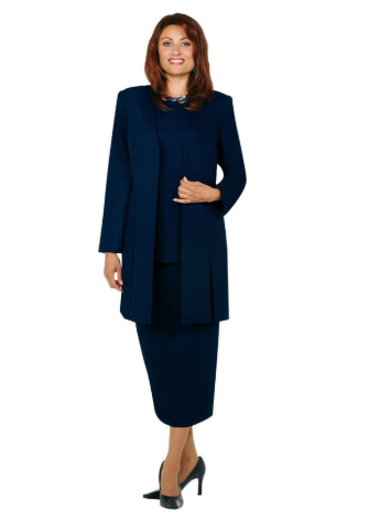 Ben Marc 2296 Long Open Jacket with Shell and Skirt - 3pc Suit