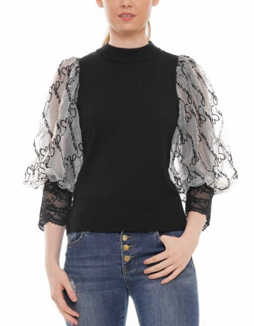Why Dress T210094 \"Eyes on me\" Oraganza Puffy Sleeve Top