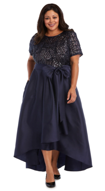 R&M Richards 3532W Sequin Bow-front PlusSize Dress
