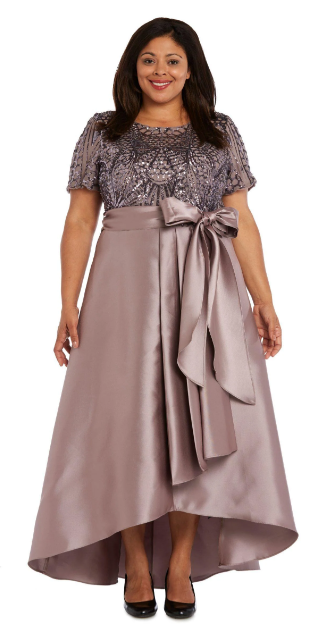 R&M Richards 3532W Sequin Bow-front PlusSize Dress
