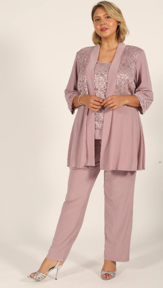 R&M Richards 7772W Lace 3pc PlusSize Pant Set