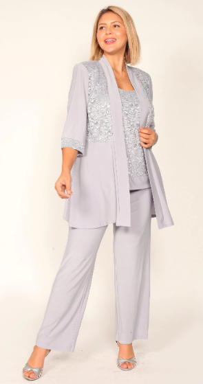 R&M Richards 7772W Lace 3pc PlusSize Pant Set