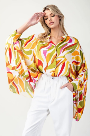 EESOME TK9844 Oversize Print Top