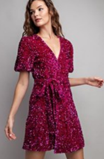 Eesome DK9603 Sequin Wrap Mini Dress