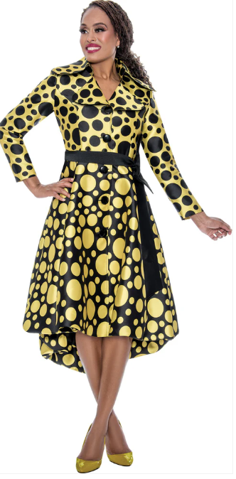 Dresses By Nubiano 100001 Belted Dot Print Dress