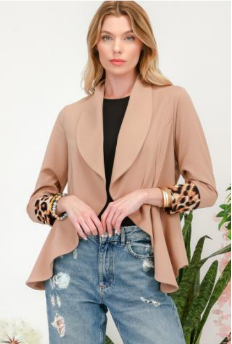 Celeste CT43789 Leopard Accent Plus Size Blazer