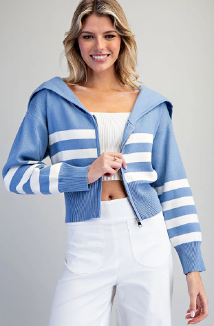 Eesome SJK11476 Nautical Sweater Zip Up Jacket