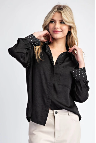 Eesome TK11080 Studded Blouse Button Down Top
