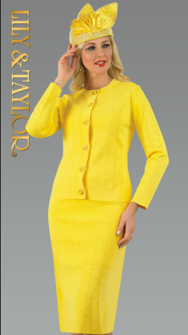 Lily & Taylor 836 3pc Knit Skirt Suit