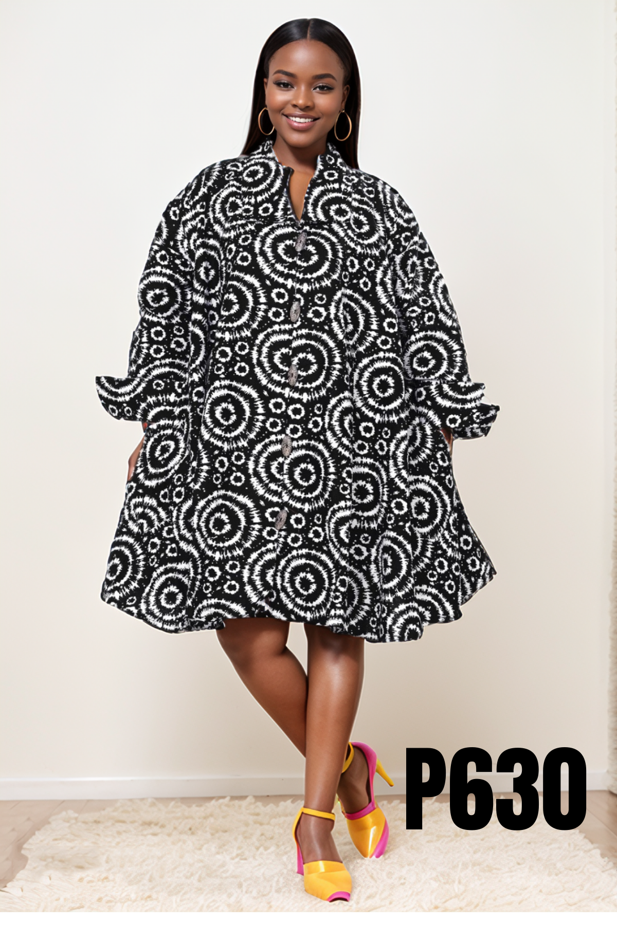 KaraChic 243 Authentic African Print A-line Tunic Top