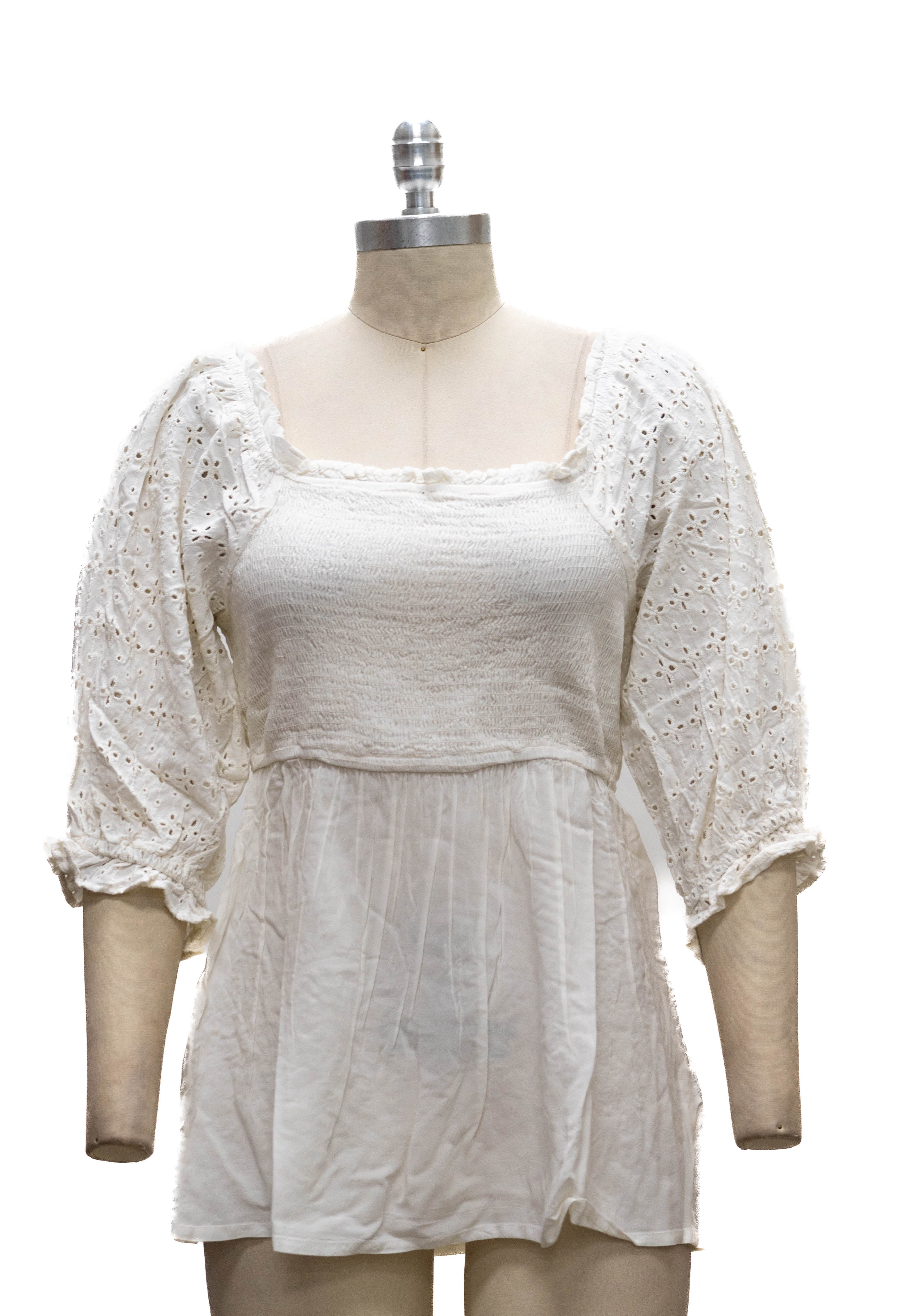 ETC G23505 Eyelet Smocked Top