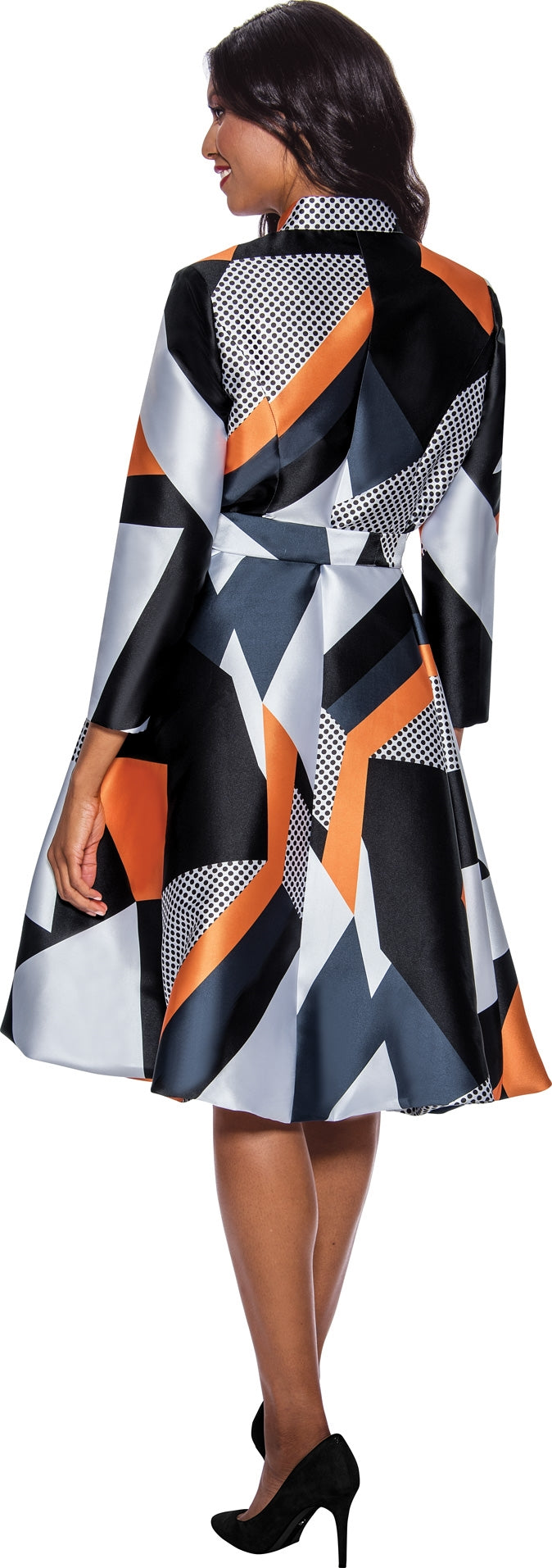 Dresses by Nubiano 12251W Belted Zip-front Print Twill PlusSize Dress