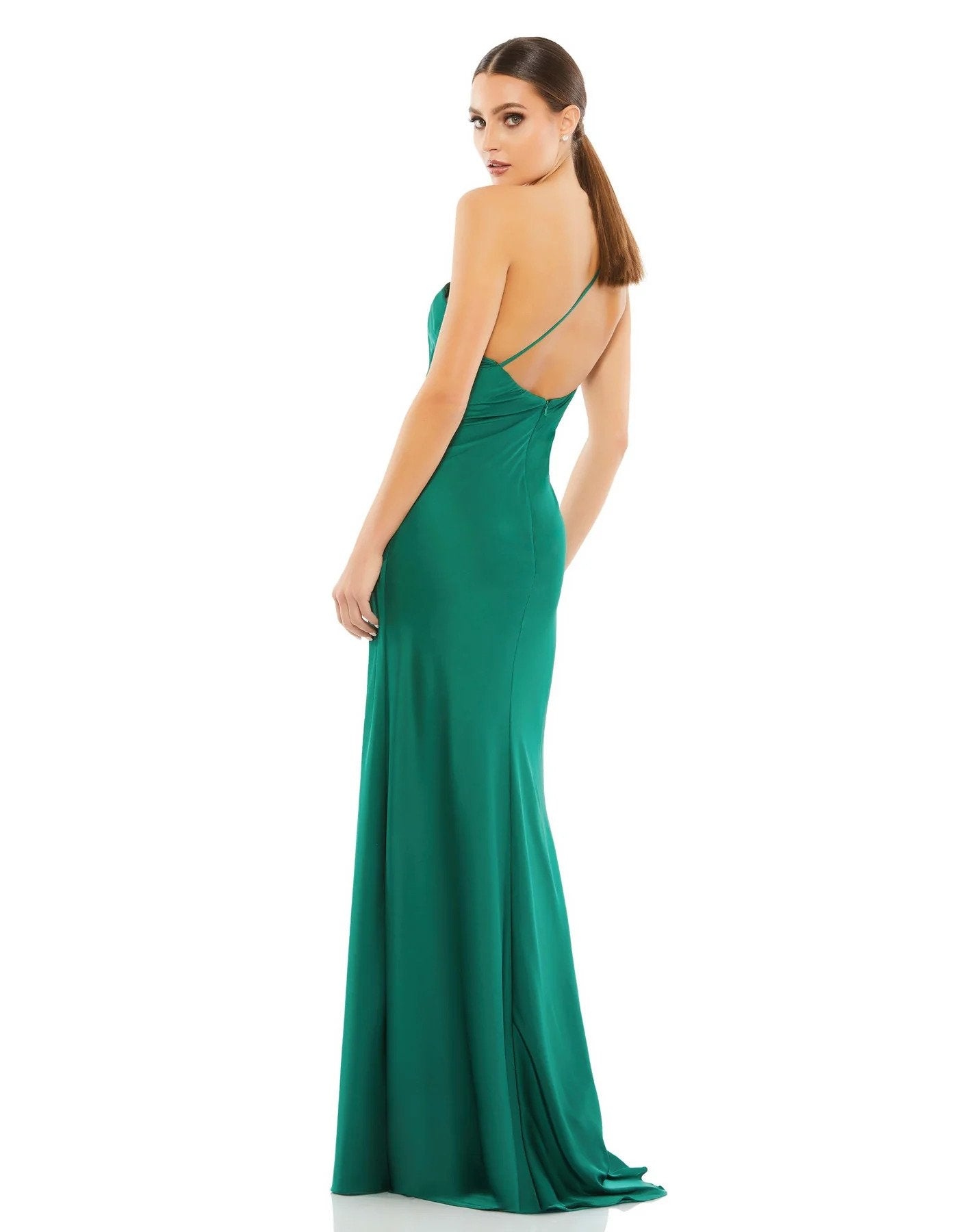 Ieena for Mac Duggal 55385 One-shoulder Halter Dress