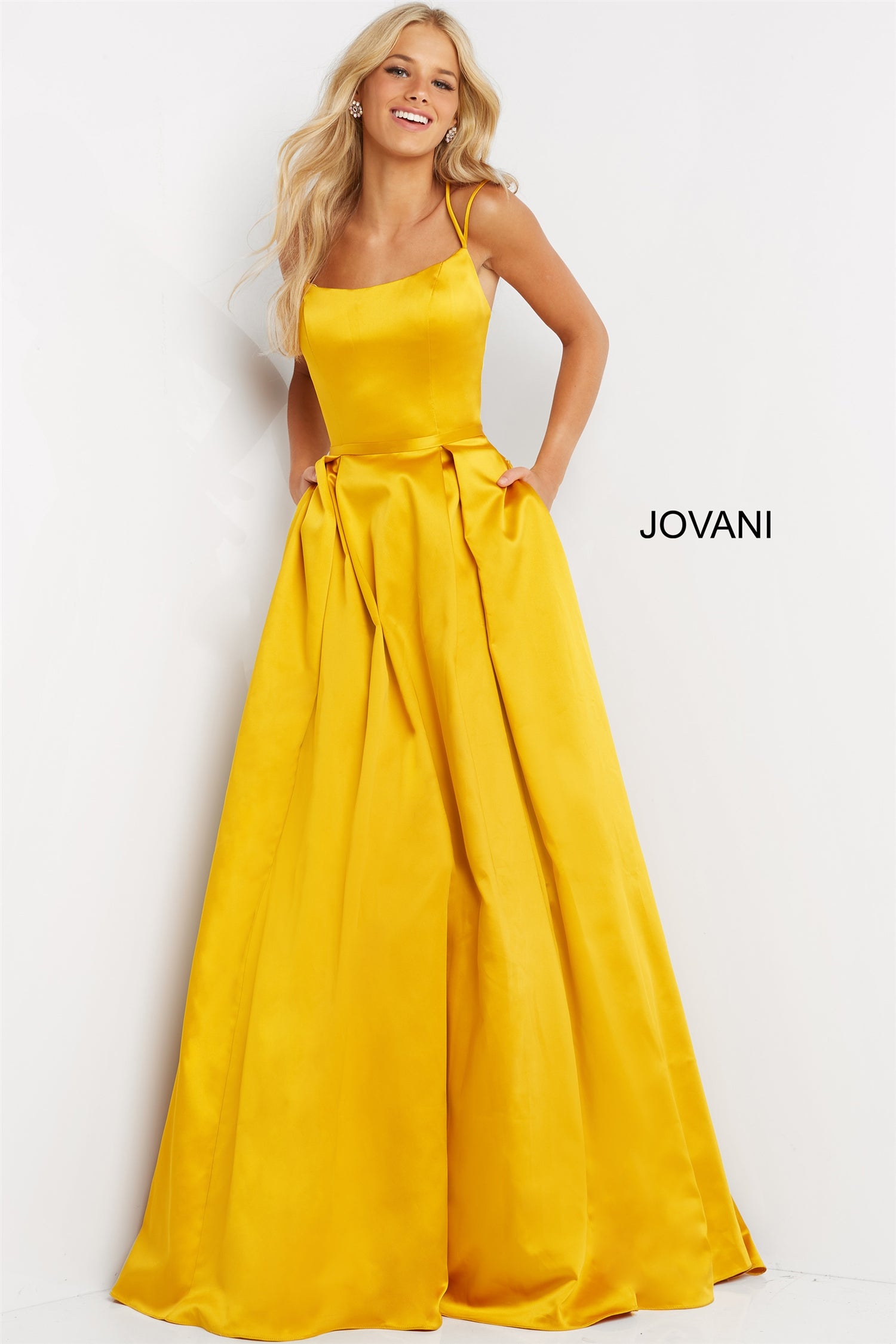 Jovani 02536 Strap Back Satin Dress