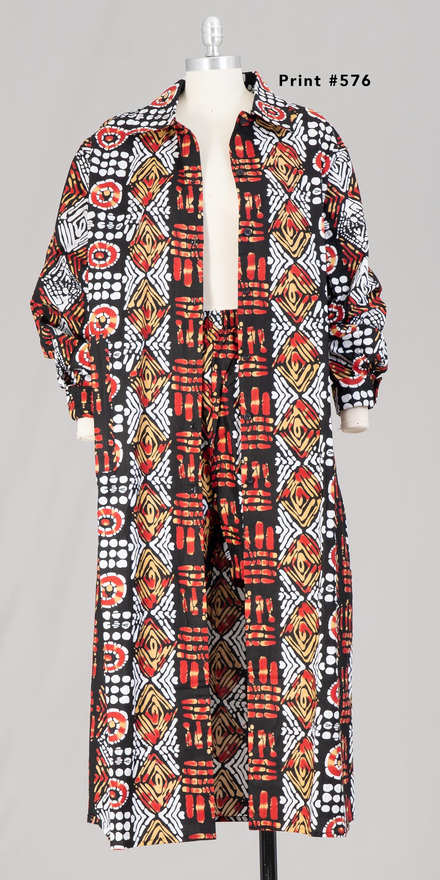 KaraChic 7706X Authentic African Print 2pc PlusSize Duster and Short Set