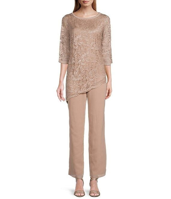 Le Bos 28537 Asymmetrical Lace 2pc Pant Set