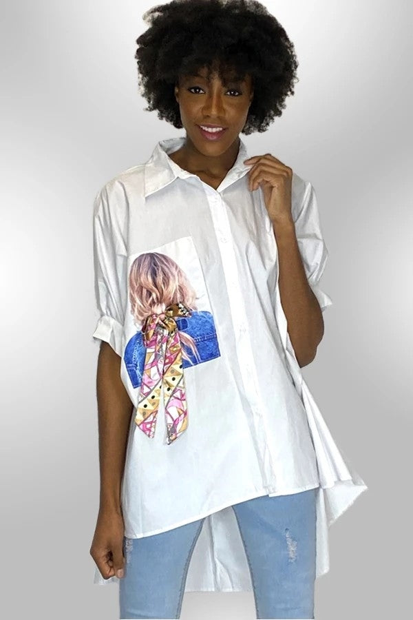 N by Nancy High-low Button Front Top