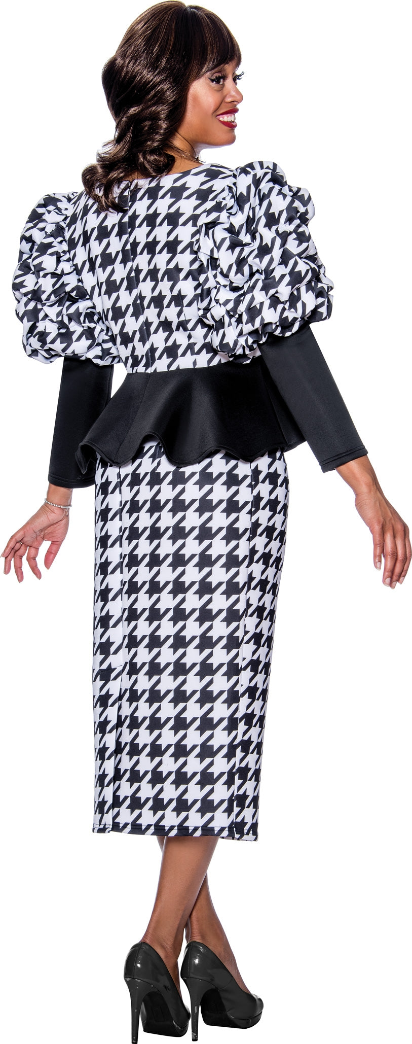Stellar Looks 1272 Houndstooth 2pc Skirt Suit