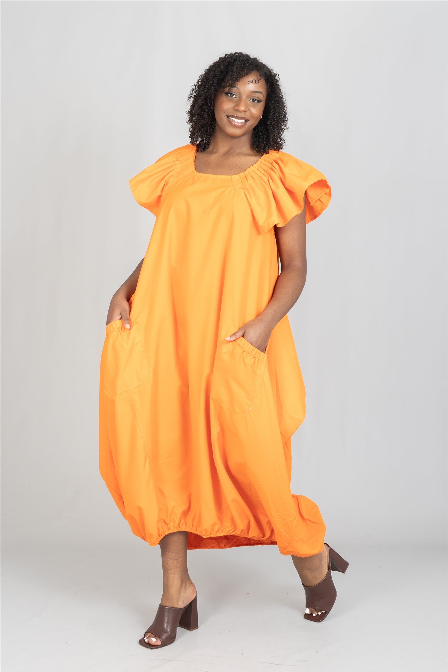 Step in Style AA18157S Solid Balloon Dress