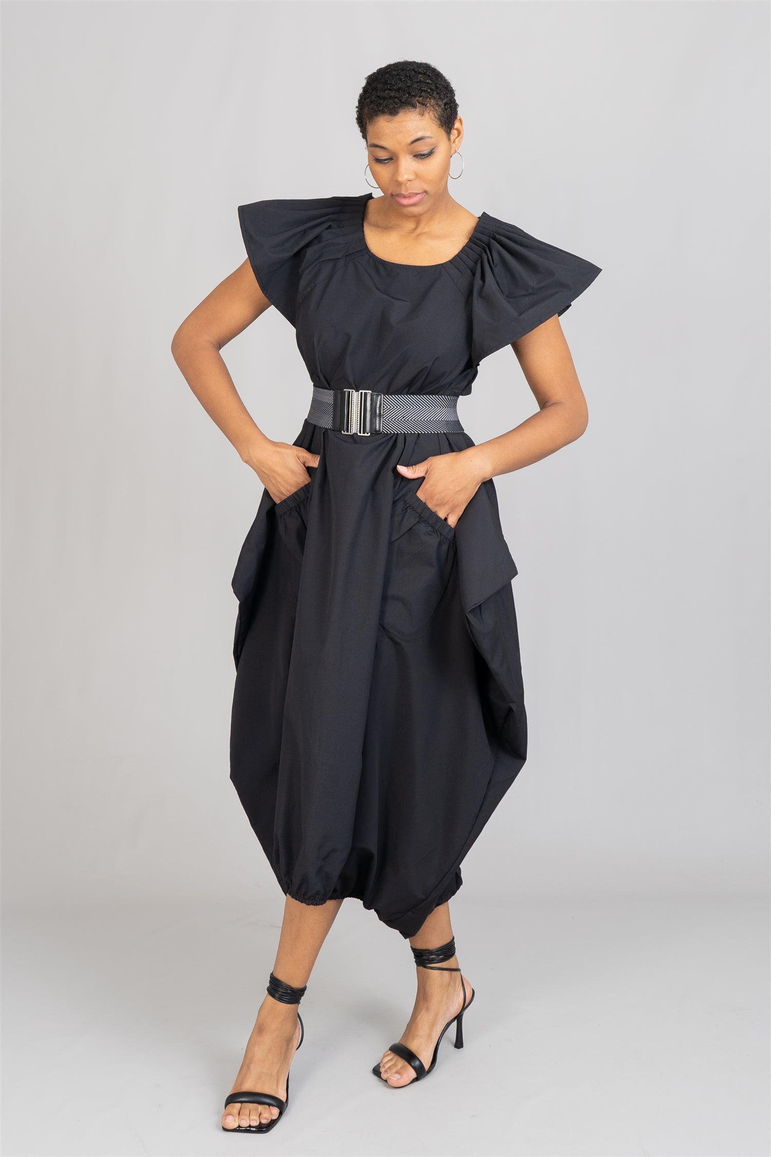 Step in Style AA18157S Solid Balloon Dress