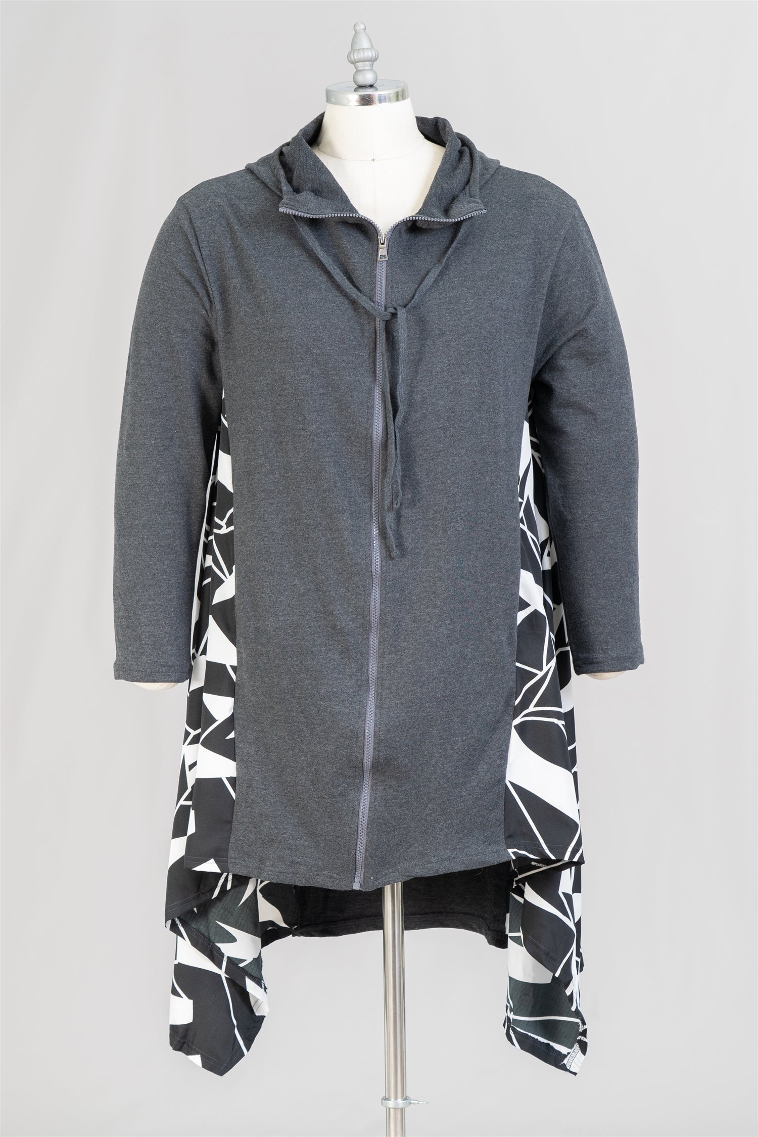 Step in Style AA21231 Hooded High-low Zip-front Tunic