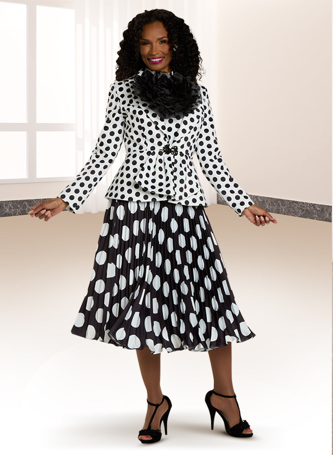 Donna Vinci 12148 3pc Print Twill Skirt Suit