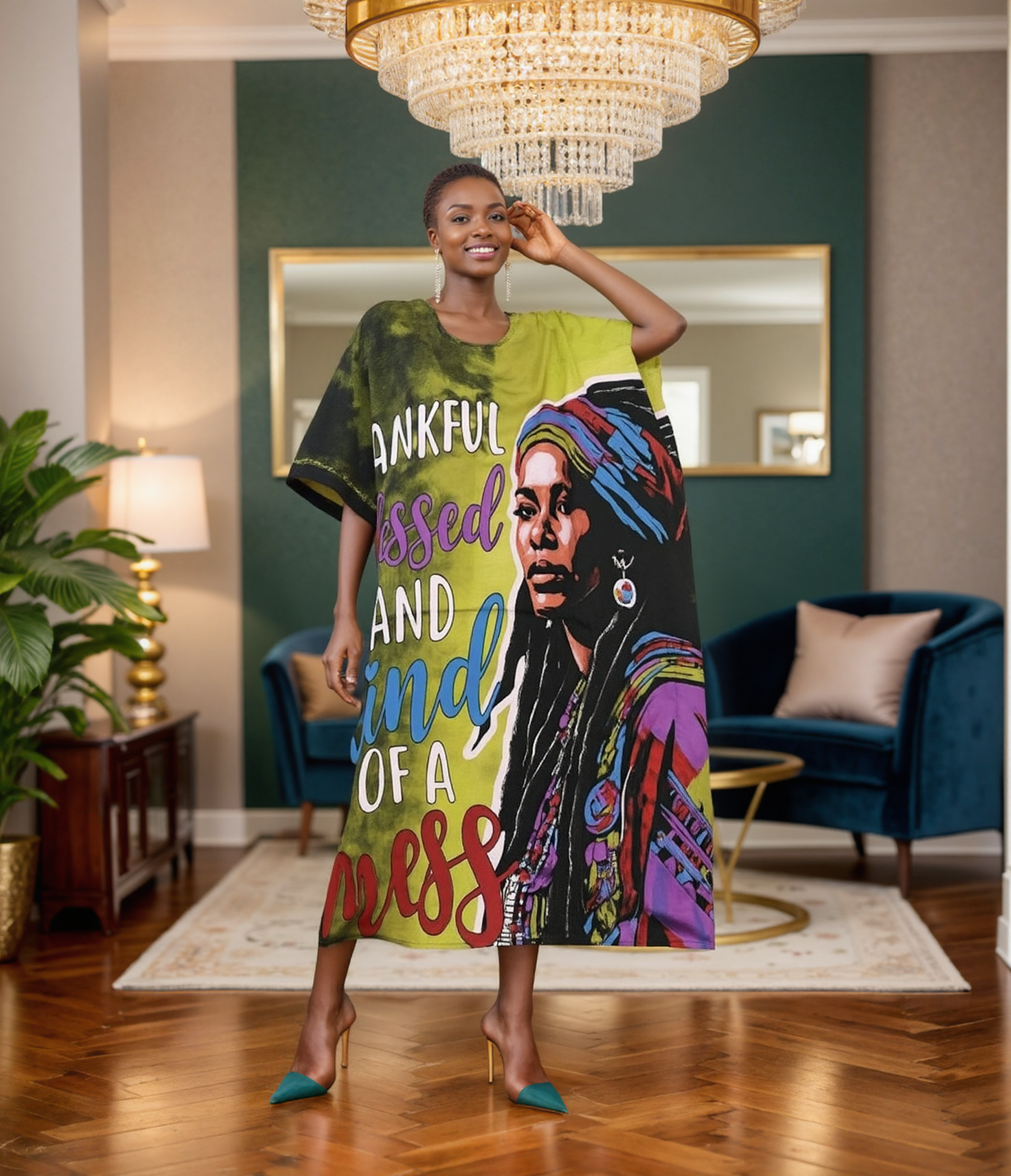NF Print PNA1619B Long Thankful Kaftan