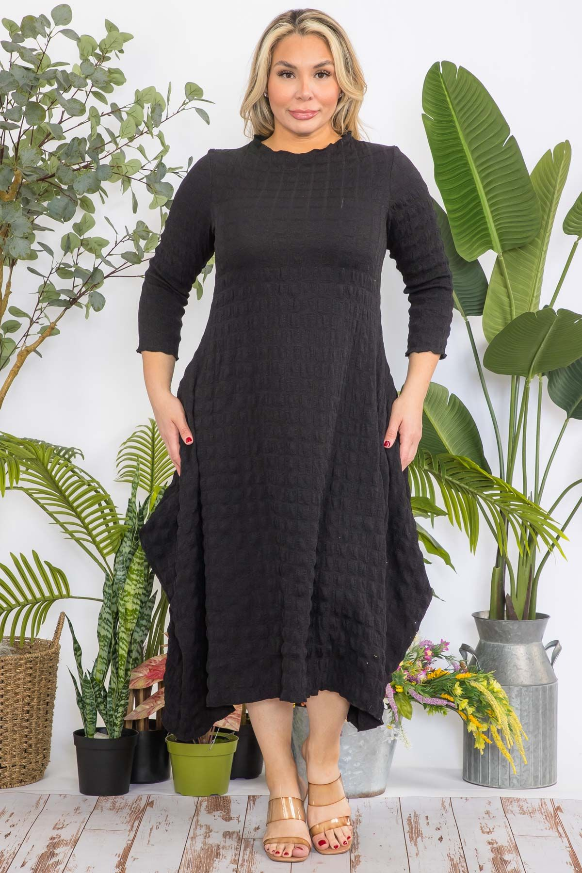 Karen T 9521 Long Sleeve Midi Dress