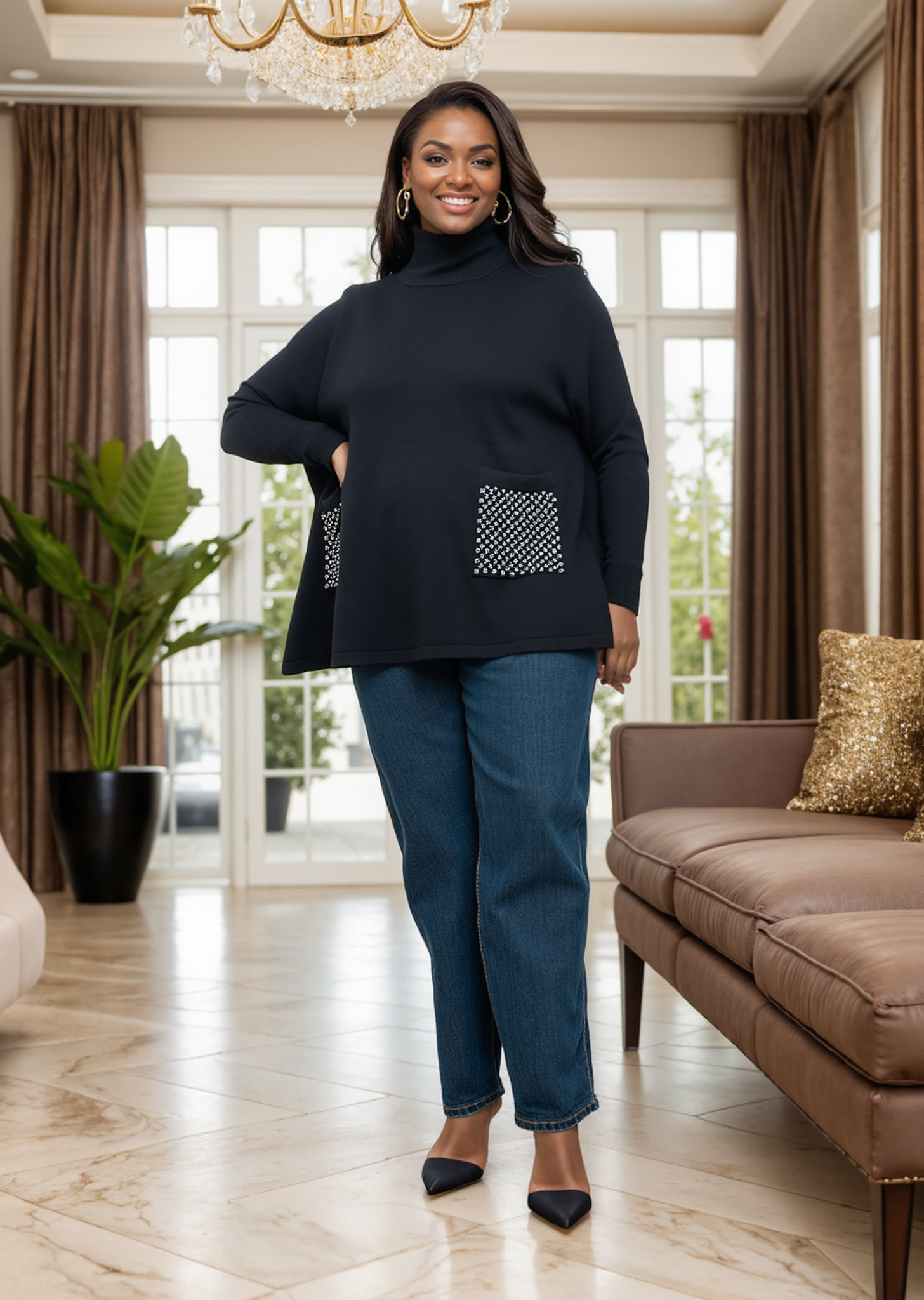 Kara Chic 25012 Rhinestone Poncho