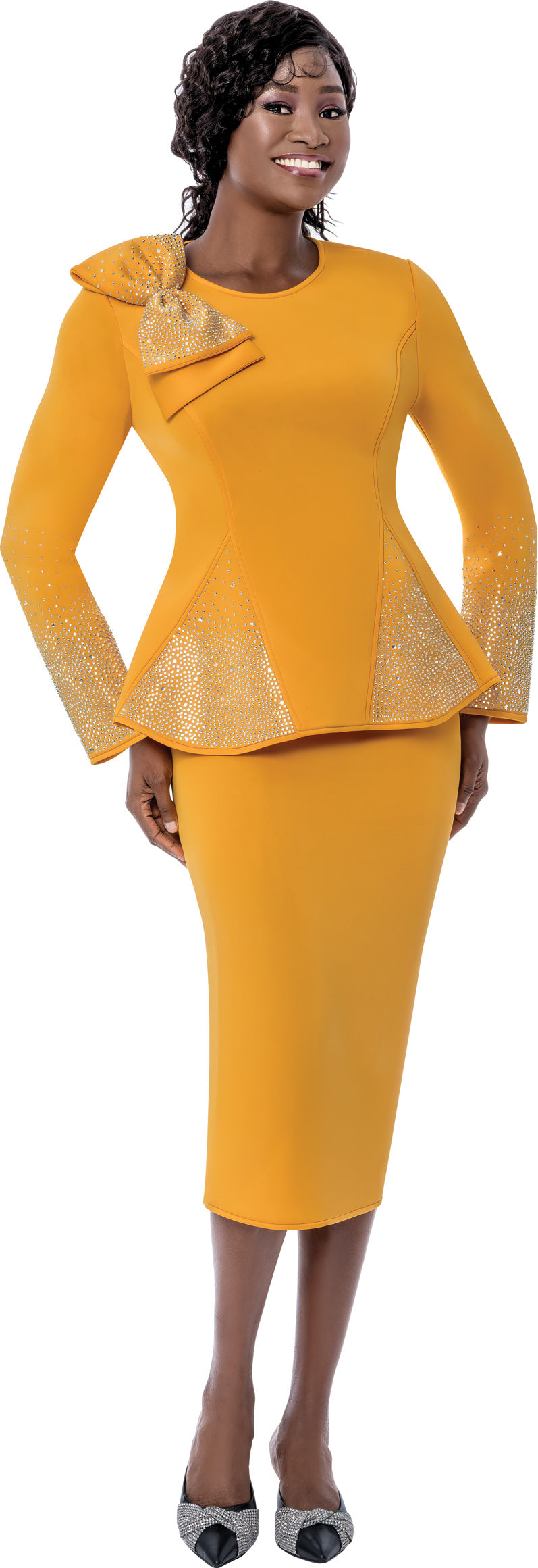 Terramina 7108 Scuba Crystal Embellished Skirt Suit