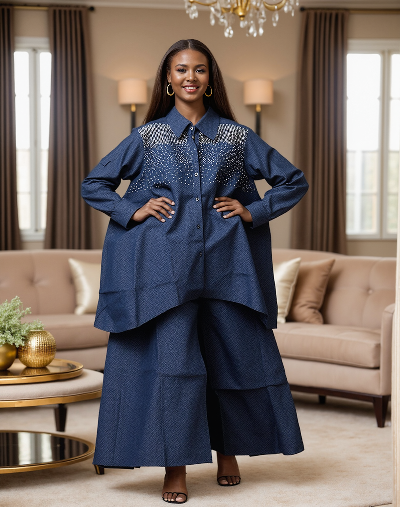Kara Chic 7904d 2pc Denim Set