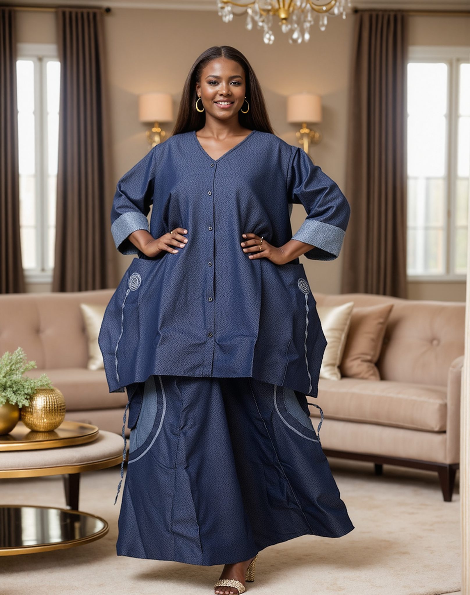Kara Chic 7918D 2pc Denim Set