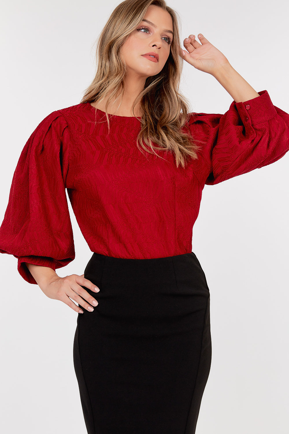 CQ by CQ 9721TK Solid Top with Puff Sleeve