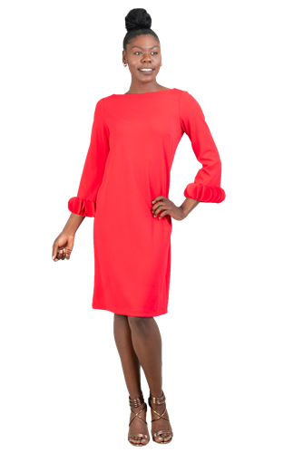 Allen Kay 785805 Long Sleeve Petal Cuff Dress