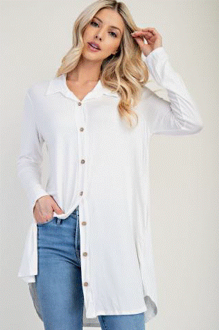 Celeste CD43739APL Button Down Tunic Top